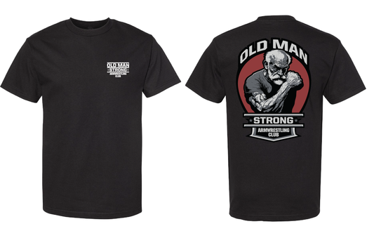 Old Man Strong Armwrestling Club Shirt 100% Preshrunk Combed Cotton